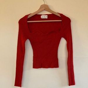 ASOS Design Sweetheart Neckline Ribbed Sweater